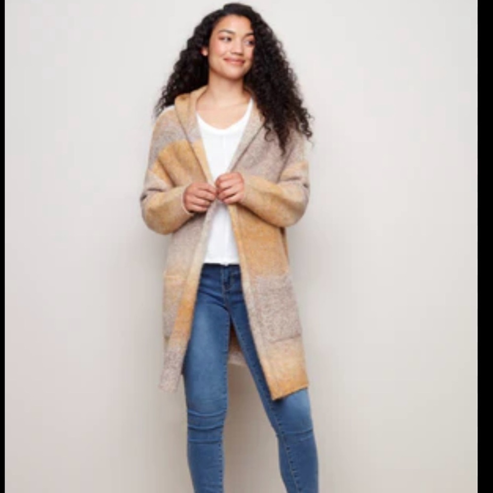 CHARLIE B Space Dye Hooded Cardigan